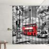London Big Ben Rote Telefonzelle Retro Badezimmer Duschvorhang Wasserdicht Polyesterstoff Heimdekoration Kunst Badezimmer Vorhänge