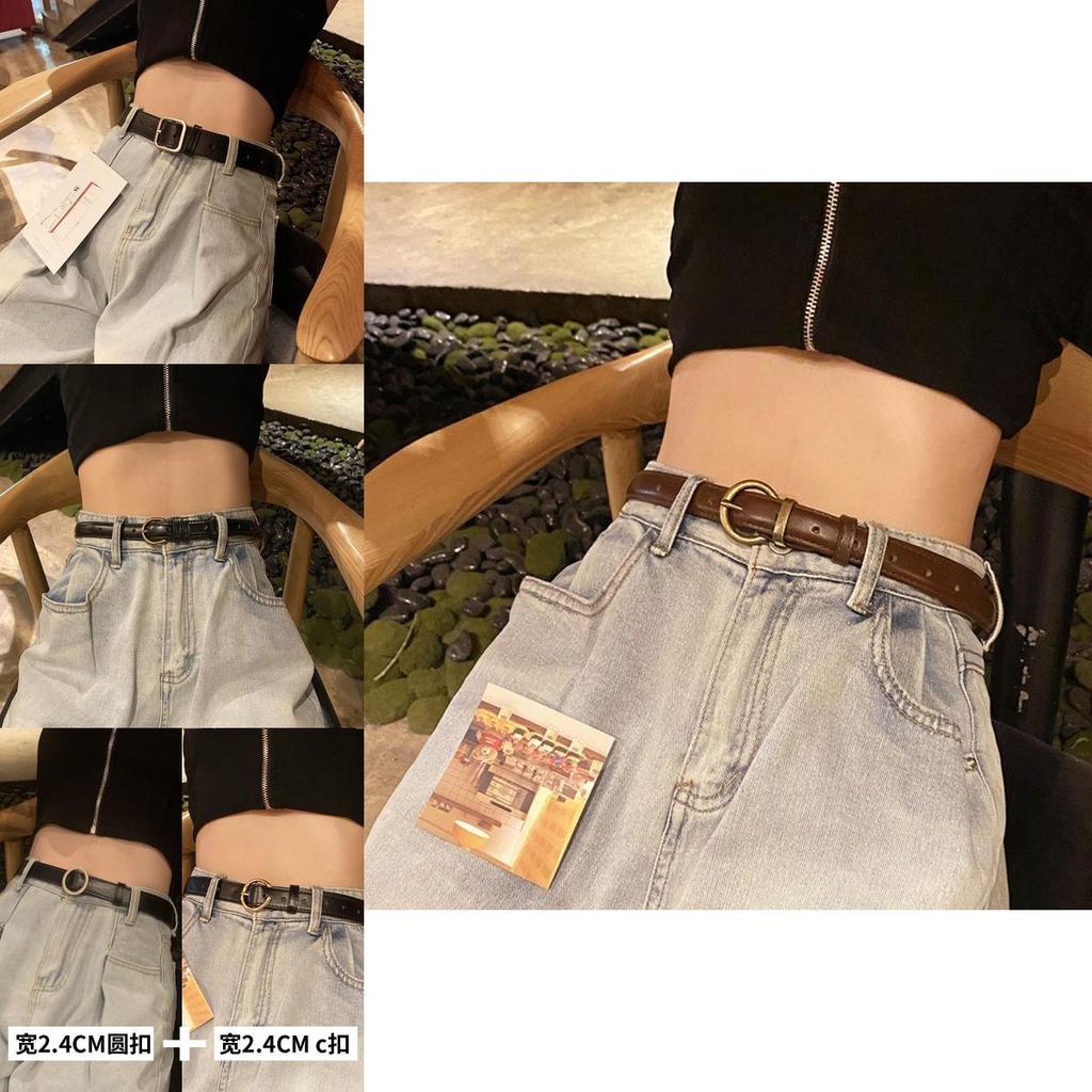 Vintage Stylish Black Women's Versatile Decorative Wide Denim Belt For Summer Fashion