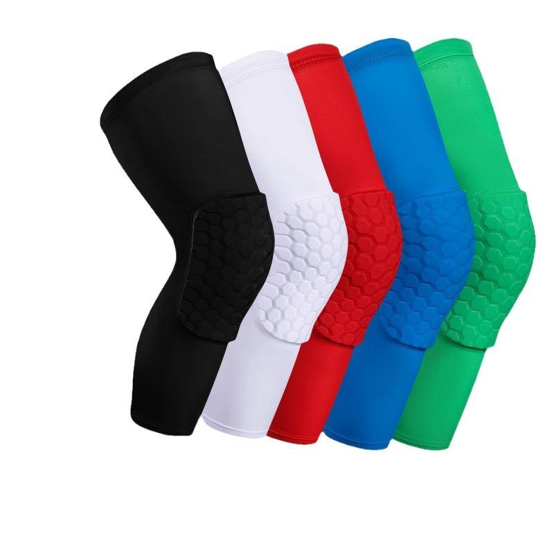 Ademende Basketbal Kniebeschermers Honingraat Ontwerp Nylon Lycra Sport Beensteun voor Volwassenen Hardlopen Training