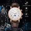 Leather Water Quartz Large Calendar White Black Silver Fashionable Gift for Birthday Men's Wristwatch, Strap, Three-Eye Design, Resistant, Luminous,
