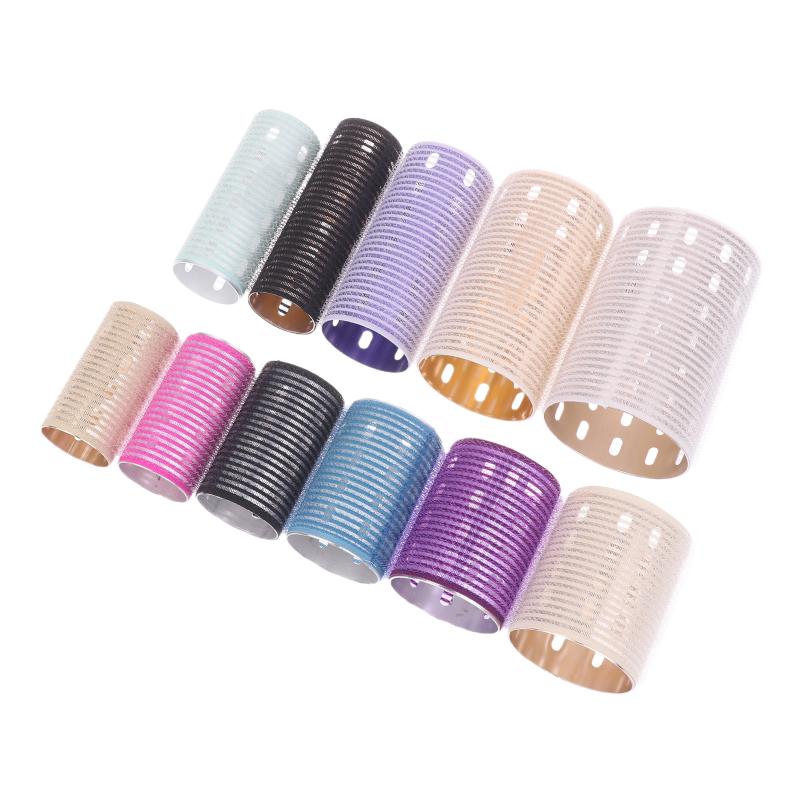 Rullo per Capelli Autoadesivo con Nucleo in Alluminio Colorato Gancio e Anello in Nylon Puro Rullo Autoaderente Styling Caldo Termico Arricciacapelli per Volume