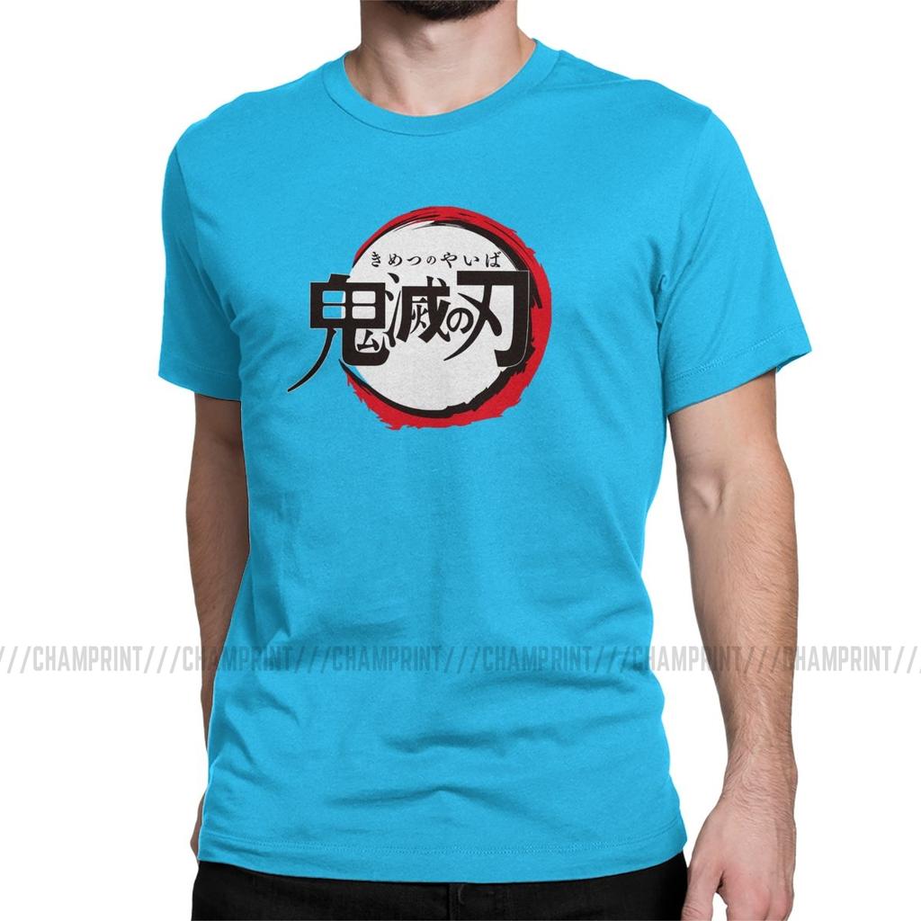 Vintage Demon Slayer Anime T Shirt Men Round Collar 100 Cotton T Shirt Short Sleeve Tees