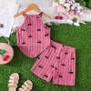 Girls Fashion Cute Cherry Pattern Tank Top + Shorts Set 2025 Summer Children's Casual Set