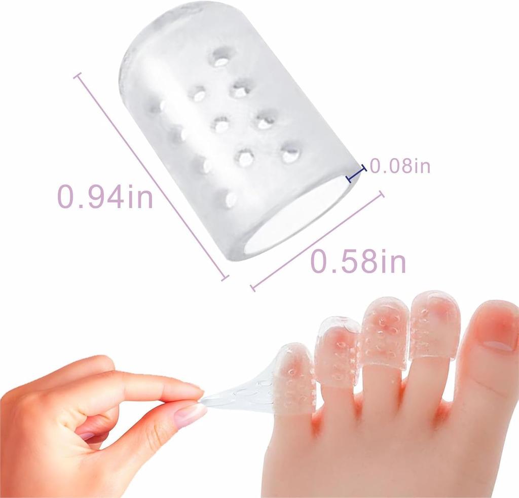 20Pcs Silicone Toe Protectors, Gel Anti-Friction Toe Protector Breathable Toe Caps Guards for Men Women, Soft Clear Little Cover