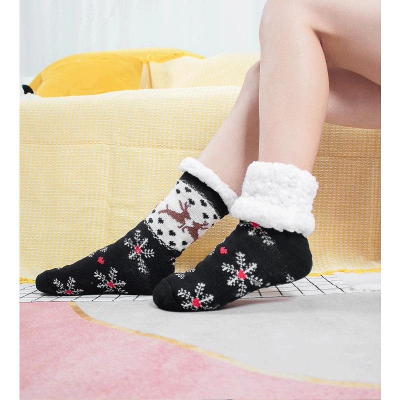 Thickened and Flannel Warm Floor Socks for Women, Autumn and Winter Sleeping, Warm Foot Socks, Anti Slip Plush Foot Covers