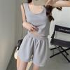 Moda Casual Colore Camicie da Donna Maniche a Palloncino Top Eleganti Pantaloncini Completo Casual