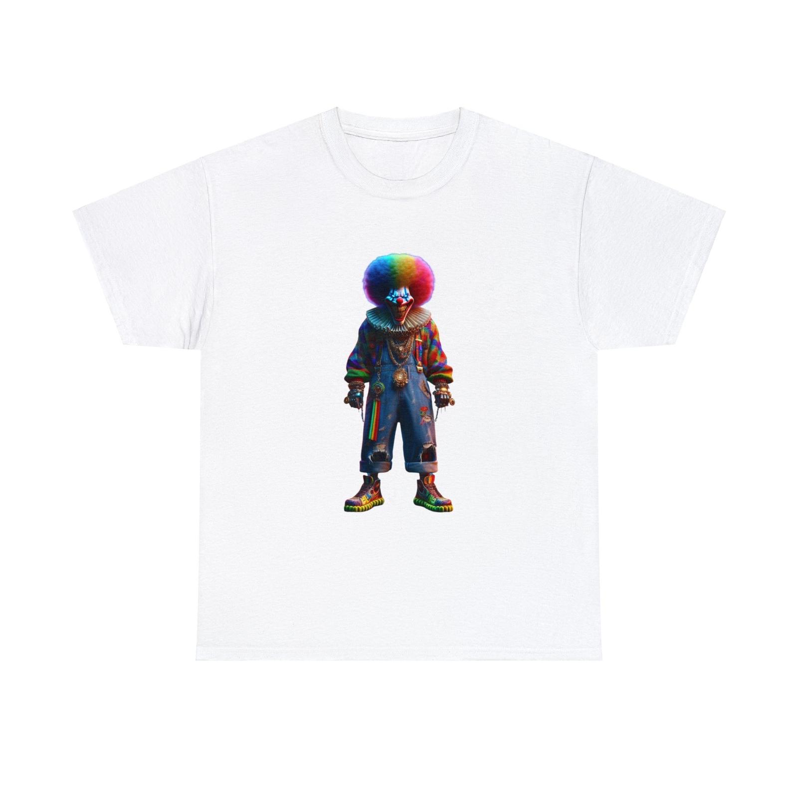 Unisex Adult T-Shirt Neon Insane Clown Character Horror Movie Tee Spooky Creepy S