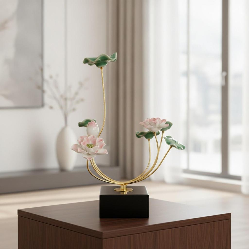 Metal Floral Sculpture Elegant Botanical Ornament for Living Room