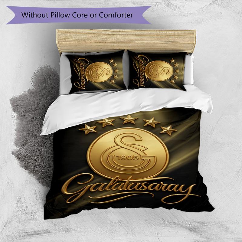 Set Lenzuola 3 Pezzi Stampato Galatasaray FC Traspirante Copripiumino con Federe Biancheria da Letto Decorativa per Camera da Letto Casa