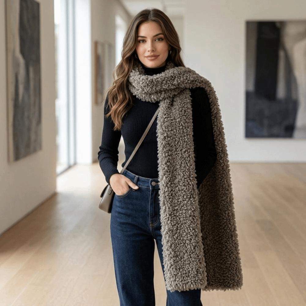 Thickened Long Scarf Double-Sided Neck Scarf New Plush Scarf Winter Wear