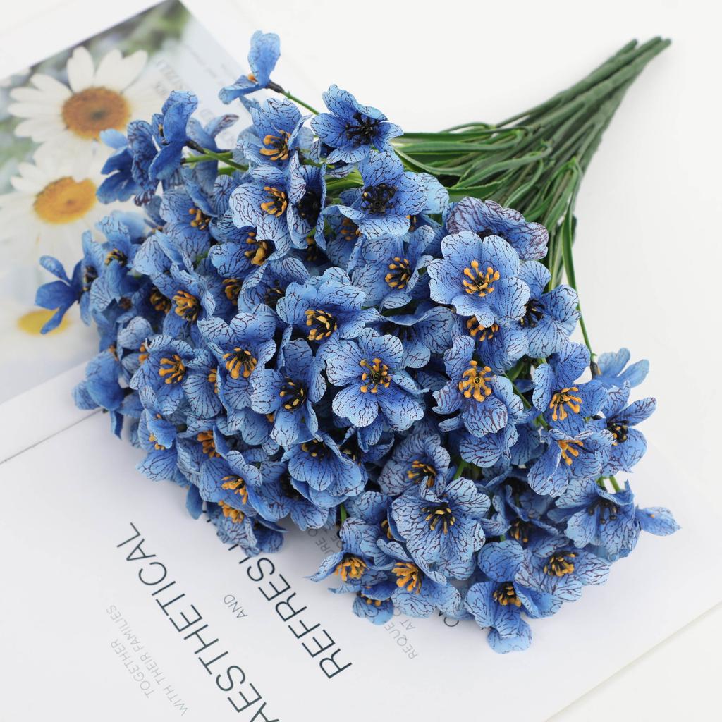 Purple Artificial Spring Flowers Lifelong UV Resistant Fake Plastic Plants for Outdoor Home Decor Garden Beds Patio Kit