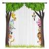Jungle Forest Cartoon Animal Lion Elephant Tulle Sheer Curtains for Living Room Bedroom Window Curtain Voile Organza Drapes