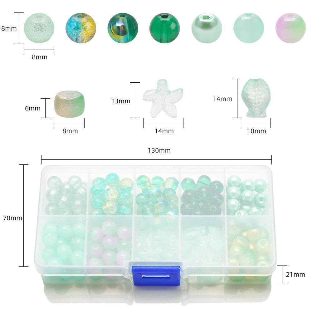 10 Grids/Box Kristall Glas Perlen Schmuck Herstellung Kits Naturstein Seestern Fisch Handwerk Für DIY Armband Halskette