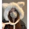 Plush Ear Protection Hat Warm Plush Fox Ears Hat Outdoor Bucket Hat  Women