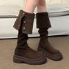 Fashion Women High Boots Flats New Fashion Party Shoes 2025 Winter Elegant Goth Retro Knee High Chelsea Boots Dress Brand Woman Botas