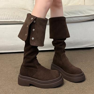 Fashion Women High Boots Flats New Fashion Party Shoes 2025 Winter Elegant Goth Retro Knee High Chelsea Boots Dress Brand Woman Botas