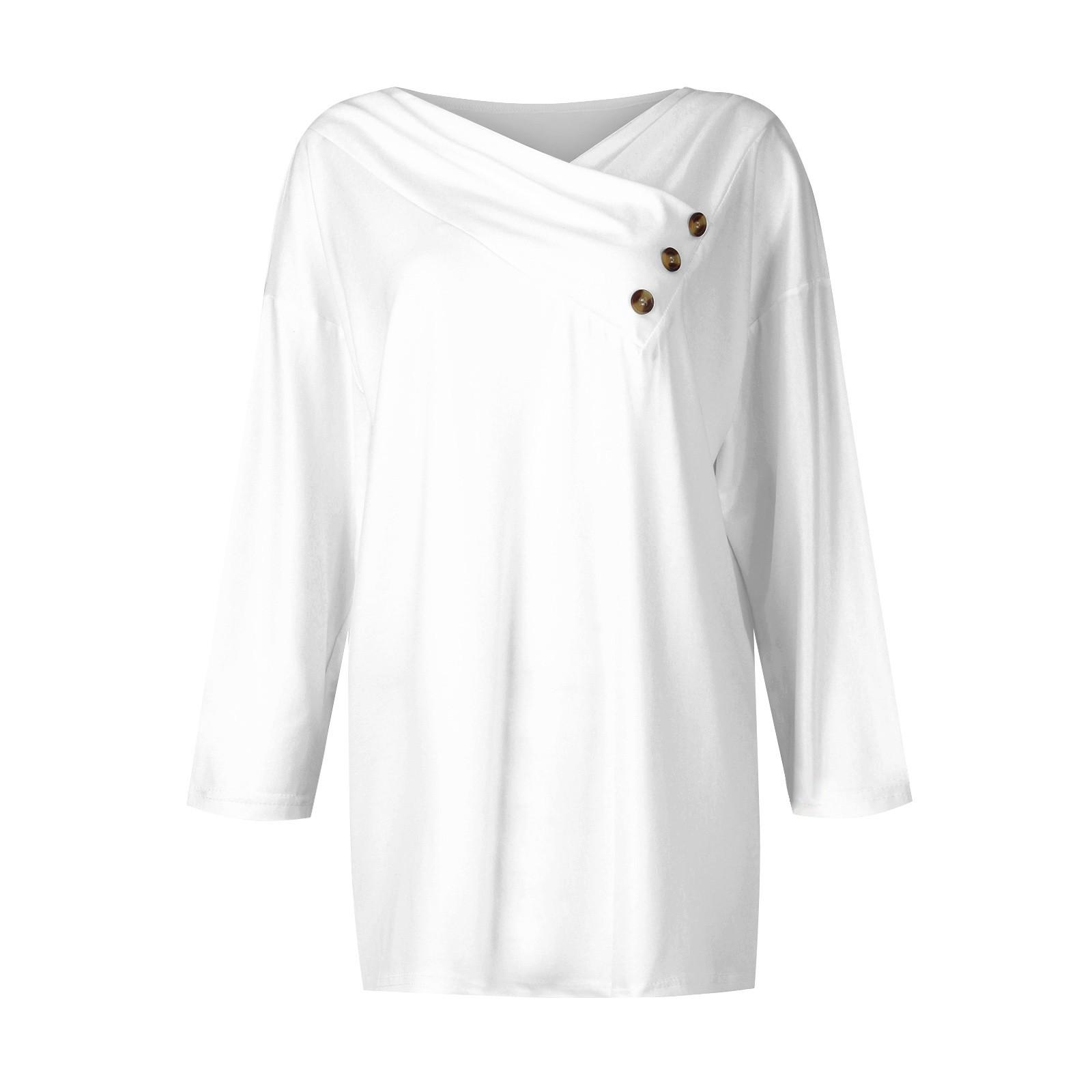 

Женские топы, повседневные рубашки с пуговицами и рукавами 3/4, модные лоскутные блузки с принтом, футболки XXL белый