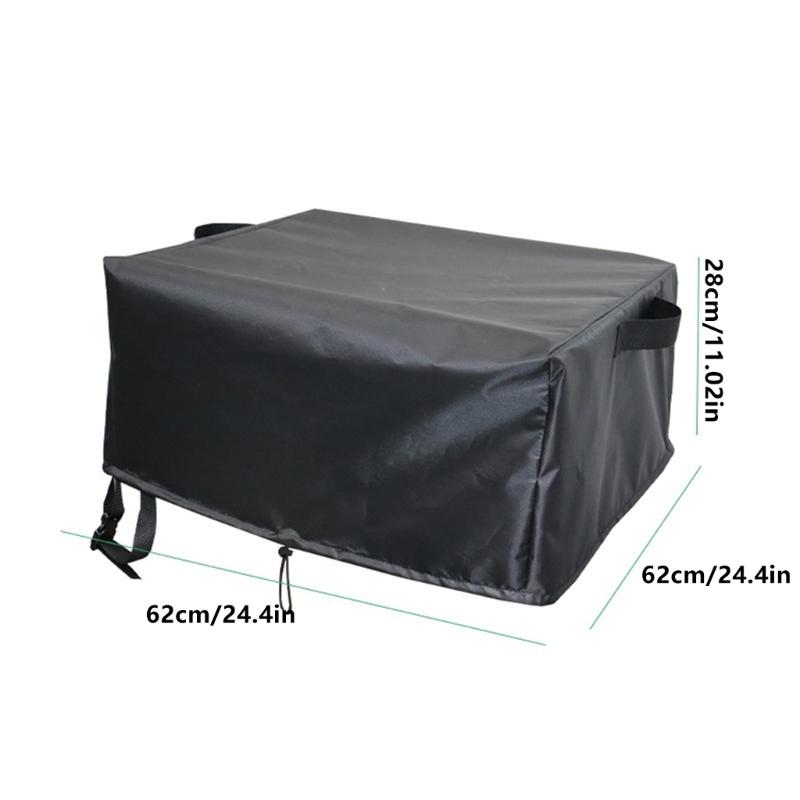 Black Pizza Oven Cover With 420D Fabric and Drawstring Bottom, Square Full Cover for Daily Outdoor Kitchen Storage, 62 x 62 x 28 cm