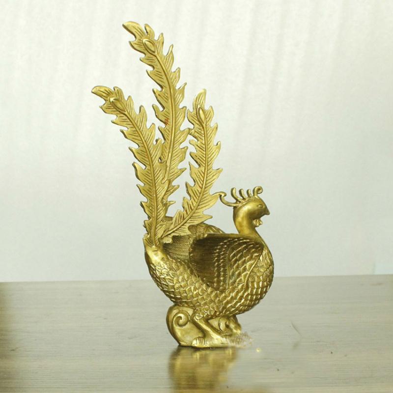 Messing Phönix Ornament Suzaku Dekoration Metallhandwerk Wasser Zuhause Kupferwaren Großhandel