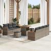 10-piece Garden Sofa Set with Cushions Grey Poly Rattan Acacia, 3 3364958 Garden Dining Set