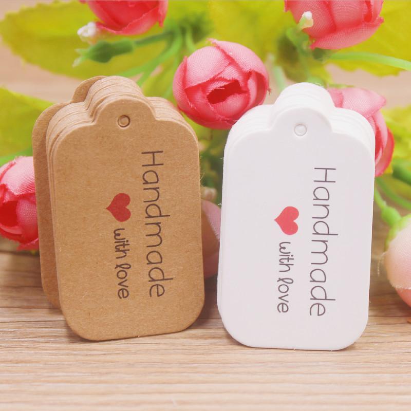 100 Pcs 3x5cm Kraft Paper Brown/white Gift Labels, with 20m Rope, for Wedding, Baby Shower, Christmas Labels, Party Decora