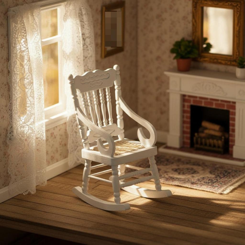 Rocking chair at 1:12 scale, handcrafted and richly detailed