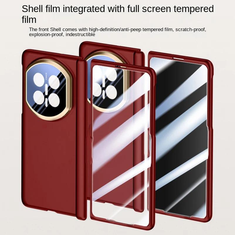 With Privacy Tempered Glass Film Full Protective case For Huawei Mate X7 mate x7 Spring Hinge Holder Camera protect Cover
