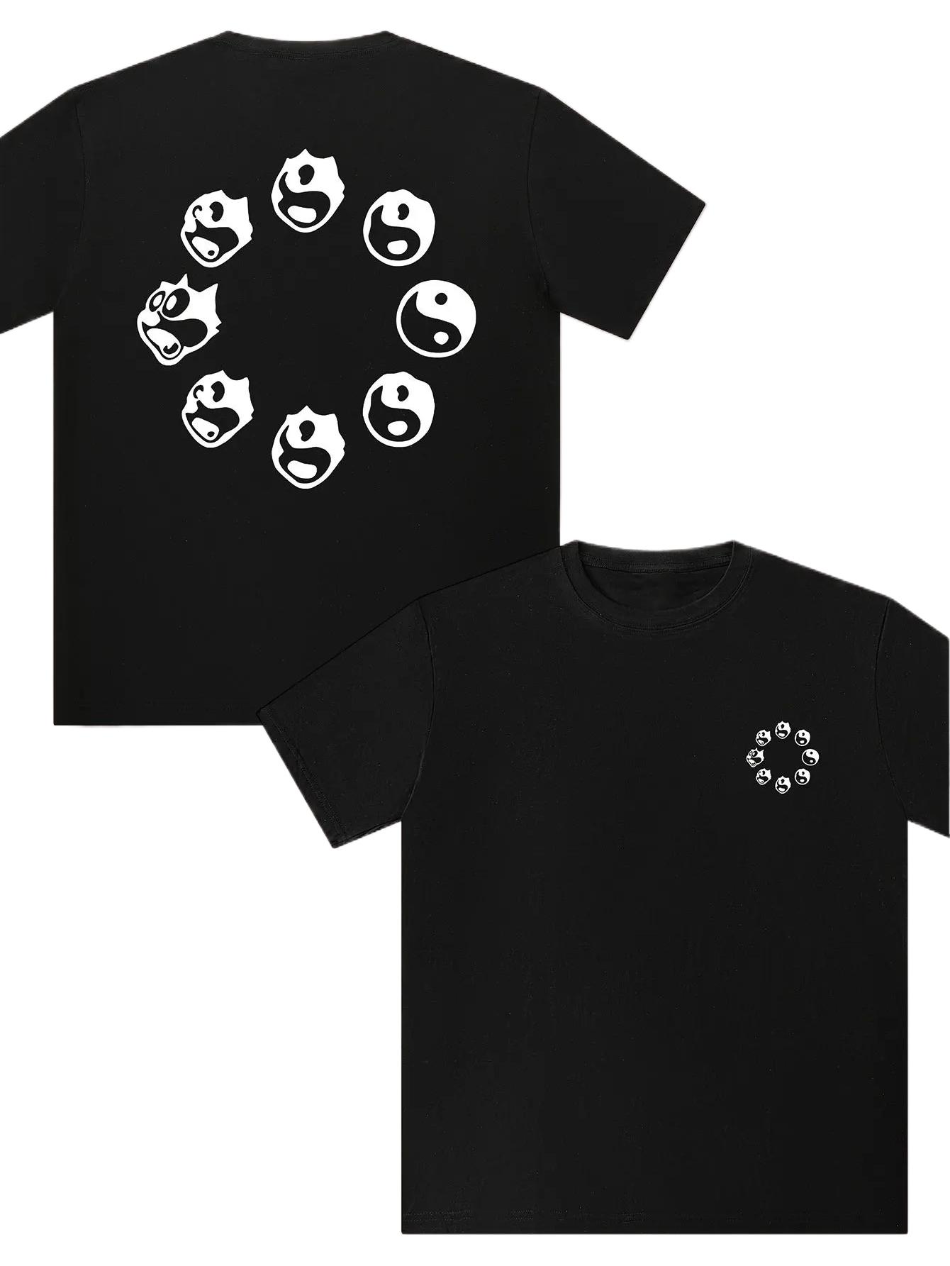 

2025 Лето Женская Американский Трендовый Бренд Y2K Хлопковая Футболка с Круглым Вырезом и Смешным Принтом в Стиле Хип-хоп Рок Высокое Качество Короткий Рукав 4XL