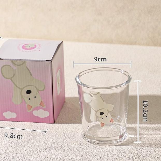 Ins Korean Style Cute Dog Glass Cup Household Drinking Cup High Quality Milk Coffee Cup Household Supplies 350ml