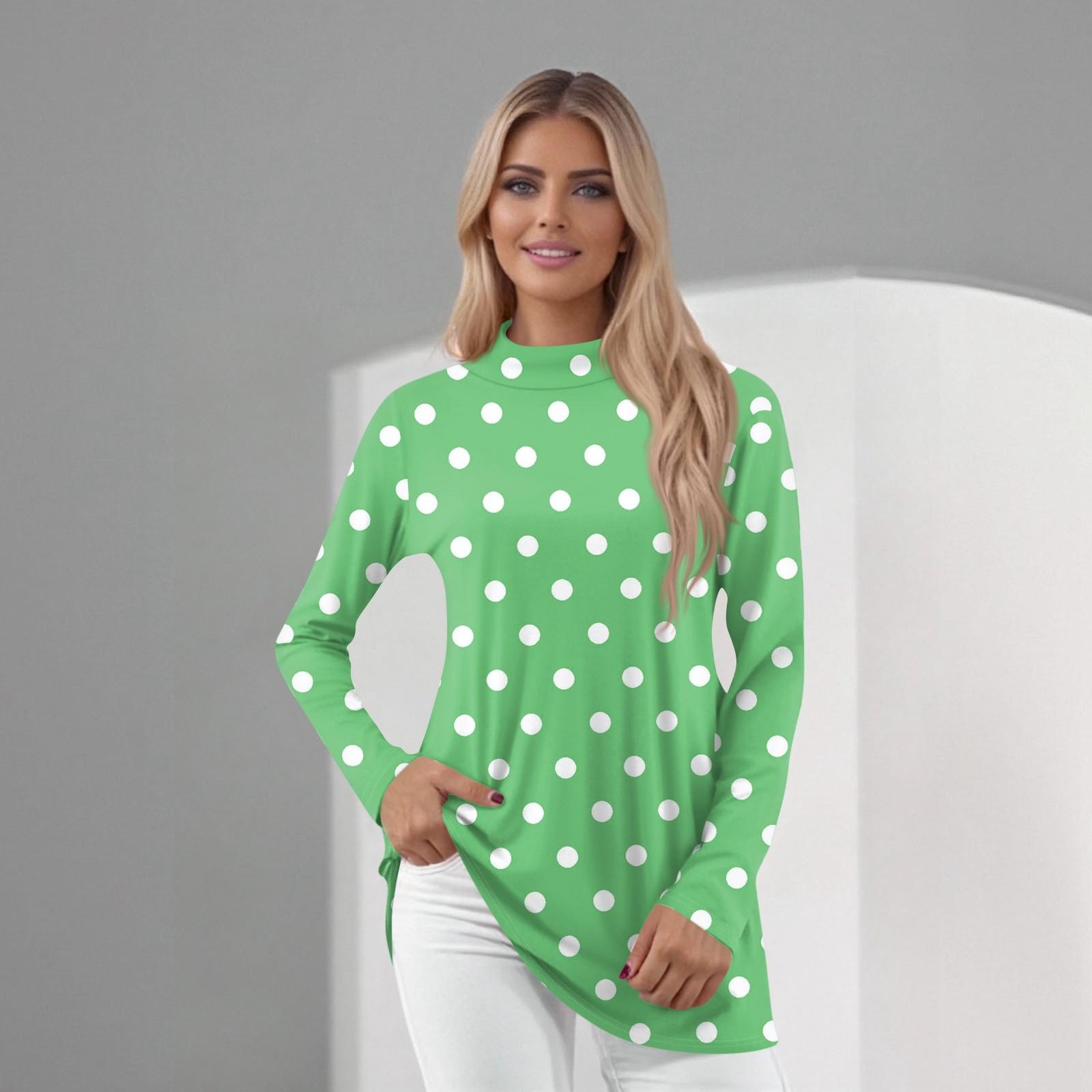 

Women s Daily Casual Long Sleeve Mid Collar Top XXXL зелений