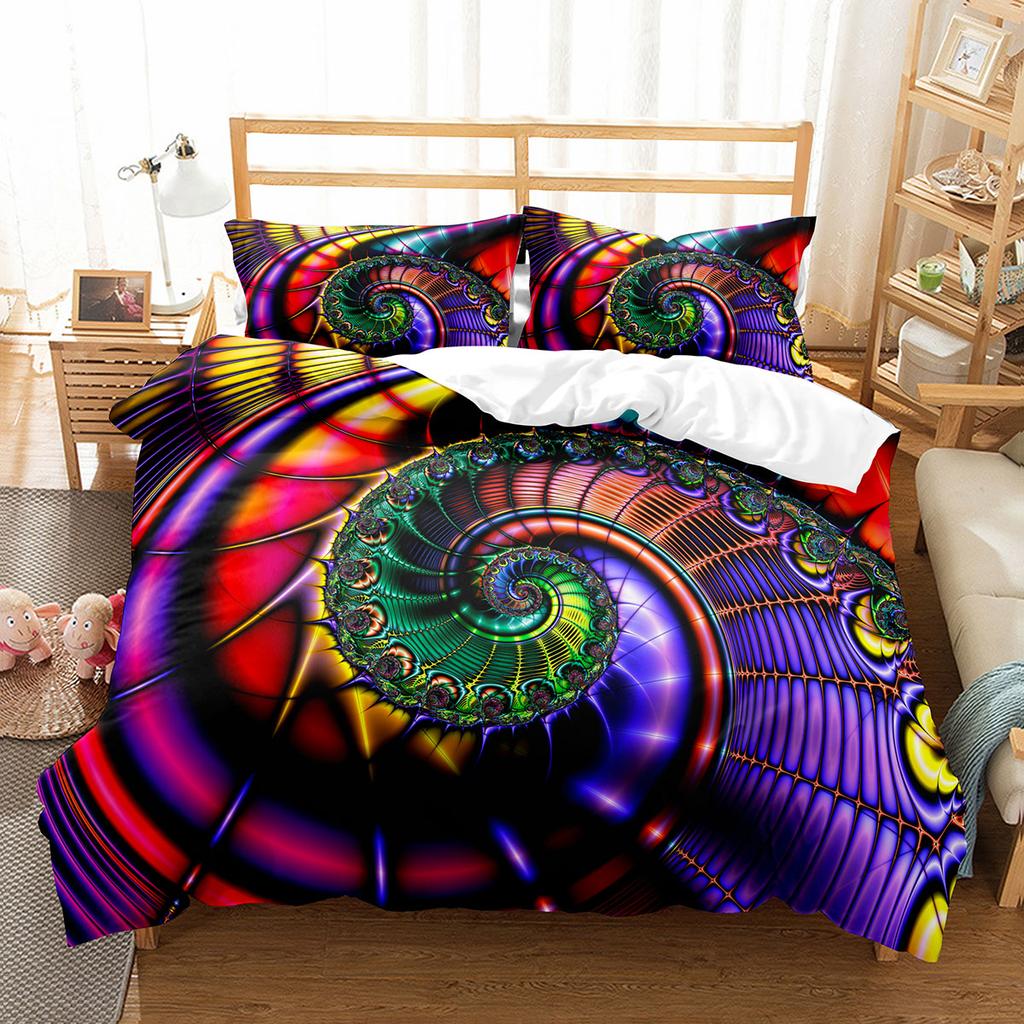 3D Abstract King Queen Duvet Cover Solid Geometry Bedding Set Rotate Three-dimensional Space 2/3pcs Polyester Soft Quilt Cover