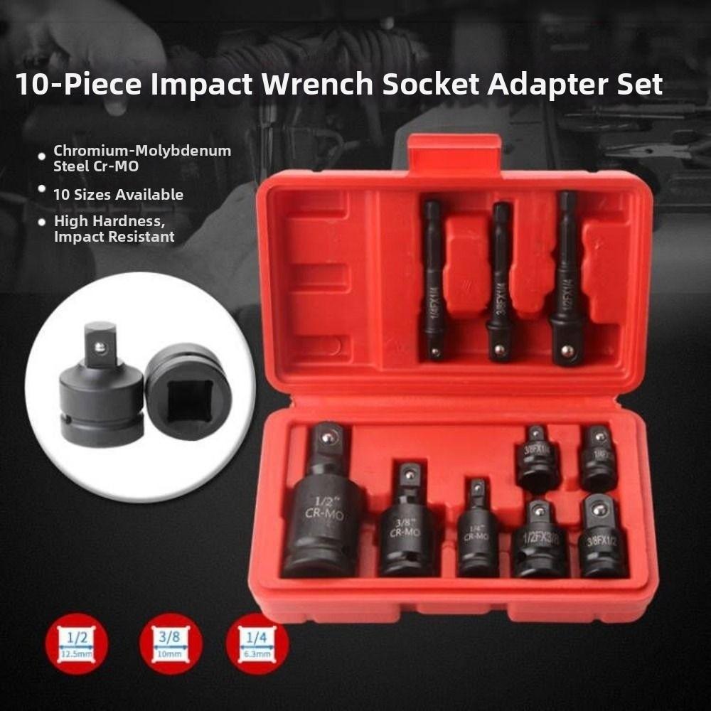 10Pcs/Set Universal Drive Ratchet Wrench Impact  Socket  Adapter Set  Mechanical Maintenance