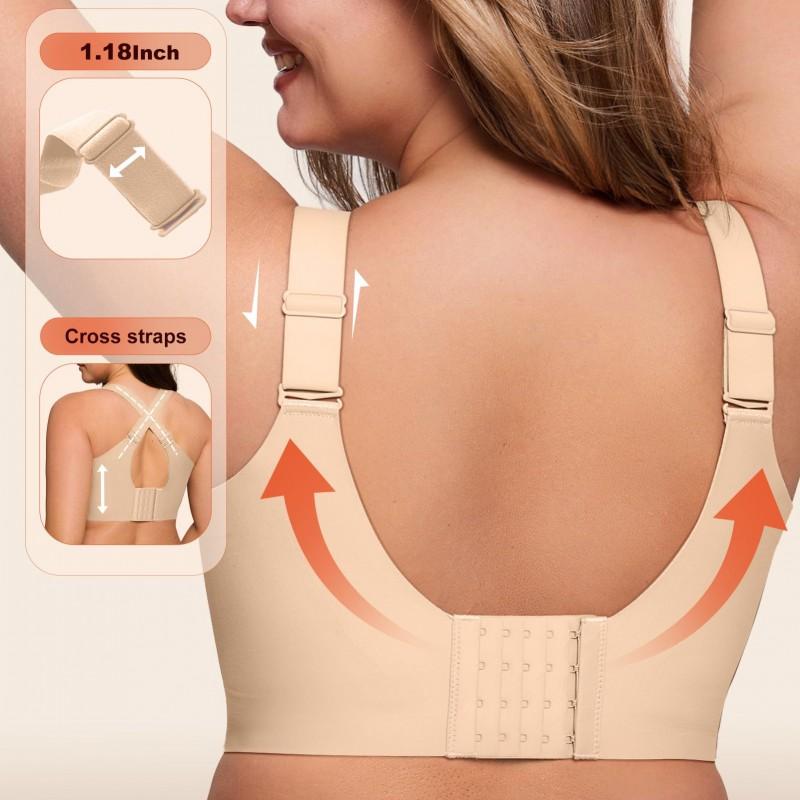 LetsJoli Womens Wireless Full Coverage Bra Comfort Push Up Seamless Plus Size Everyday