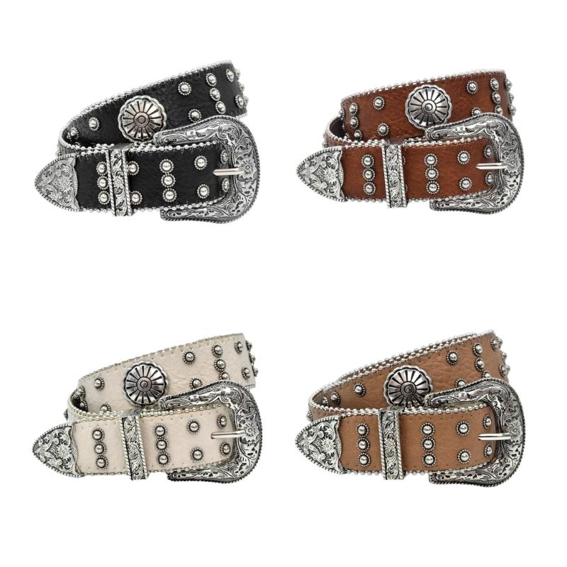 Punk Style Women's Belt Metal Decoration Soft PU Leather Strap Adjustable Sizing 4 Color Option for Casual Party Wear