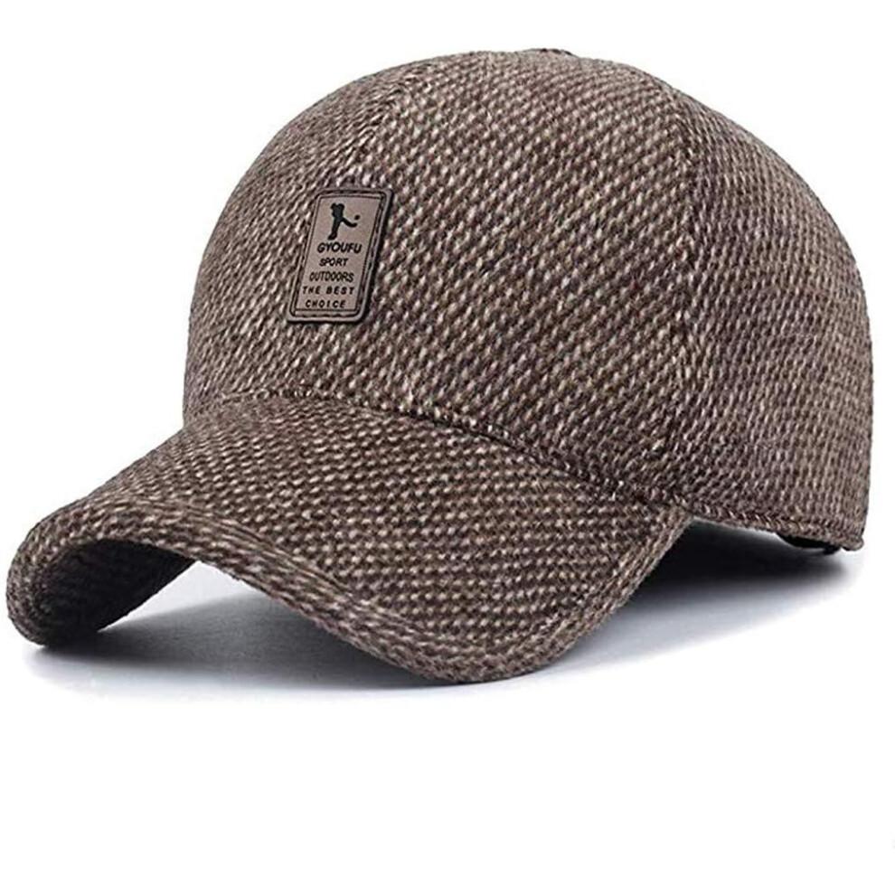 Sport Winter Baseball Cap for Men, Adjustable Cotton Golf Trucker Hat, One Size Khaki for Outdoor Running and Leisure
