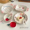 Instagram Cherry Plate Home Vegetable Plate Breakfast Plate High Beauty Dessert Cute Ceramic Tableware Flat Dish Set Decoration