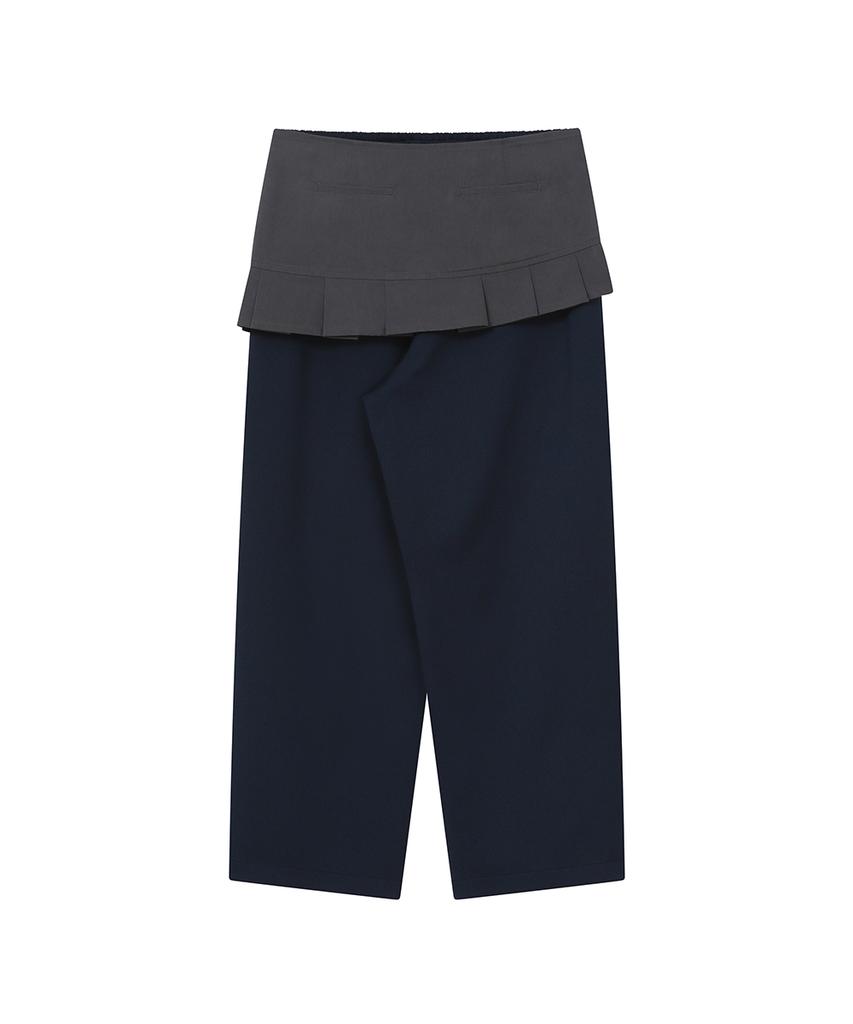 MISEKI SEOUL Track Pleats Skirt Pants Set Navy