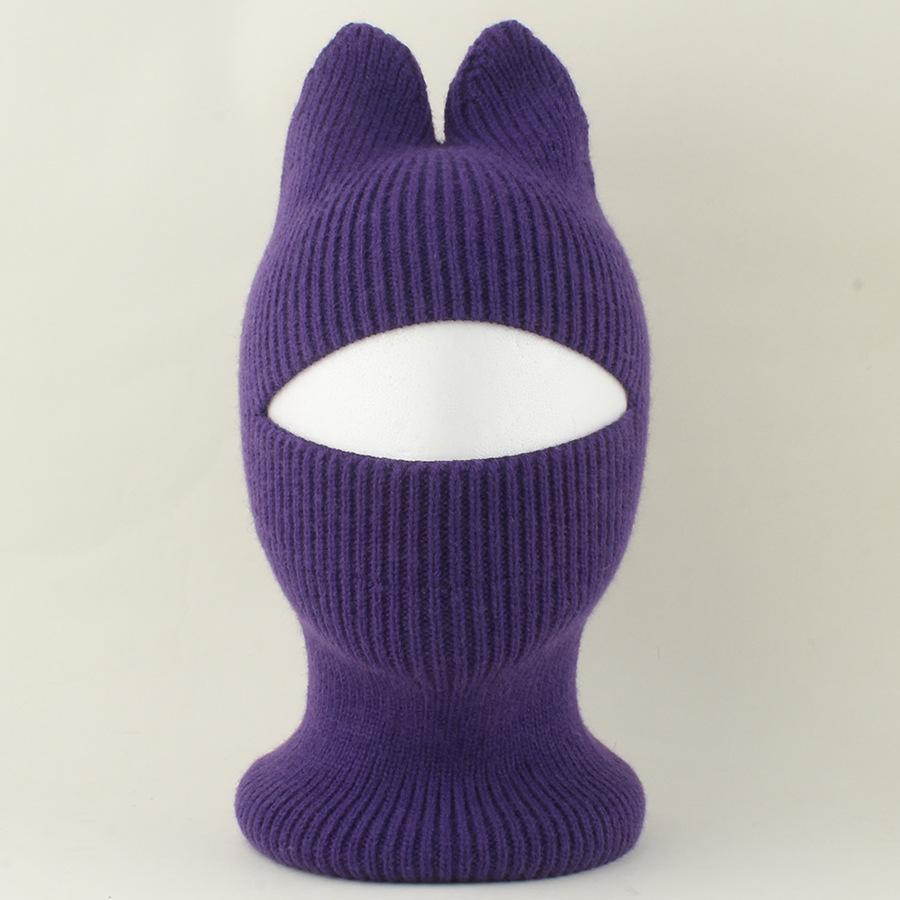 New Cartoon Winter Cat Ear Balaclava Neck Warmer Cute Knitted Hat with Detachable Face Cover for Boys Girls Warm Ear Protection