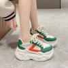 Women New Autumn Fashion Hidden Heels Sports Dad Shoes  Spring Platform  Leather Sneakers