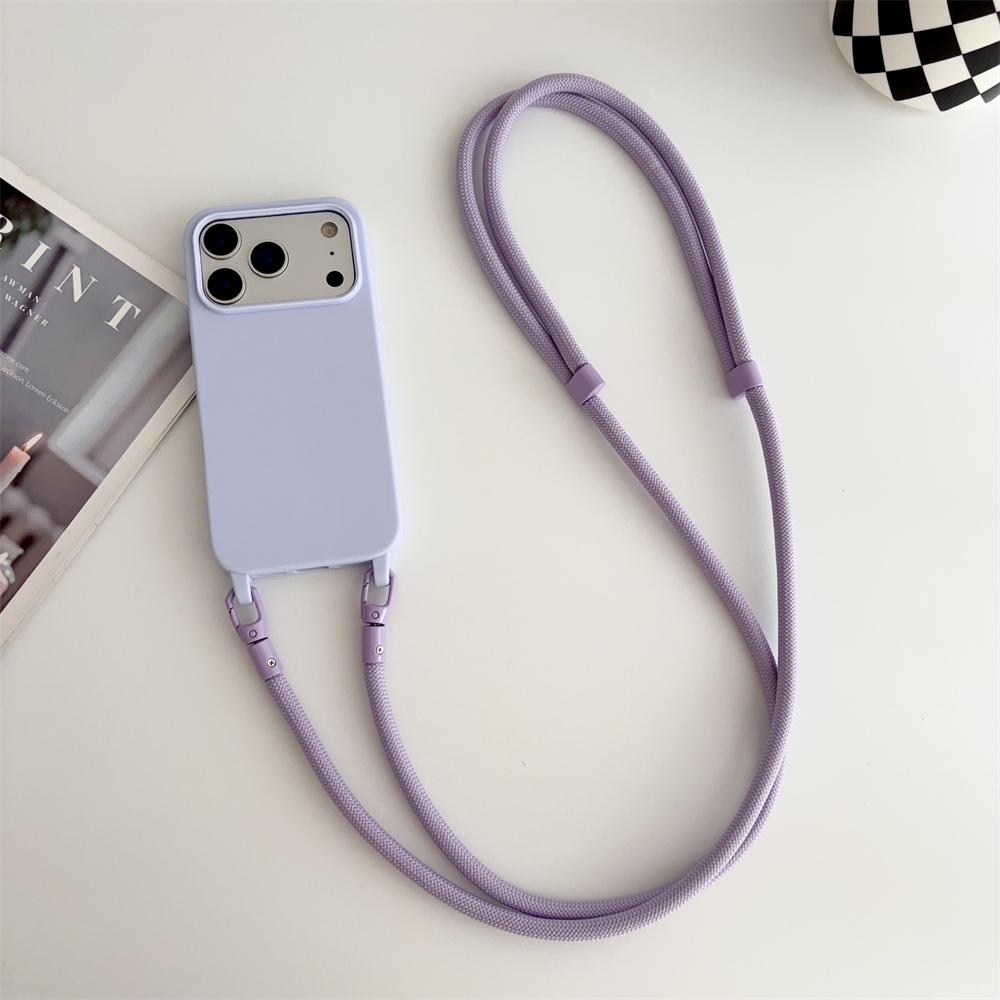 Lanyard Soft Silicone Candy Case for 17 Air 16 Pro Max 15 14 Plus 13 12 Shoulder Rope Neck Cord Strap Shockproof Cover