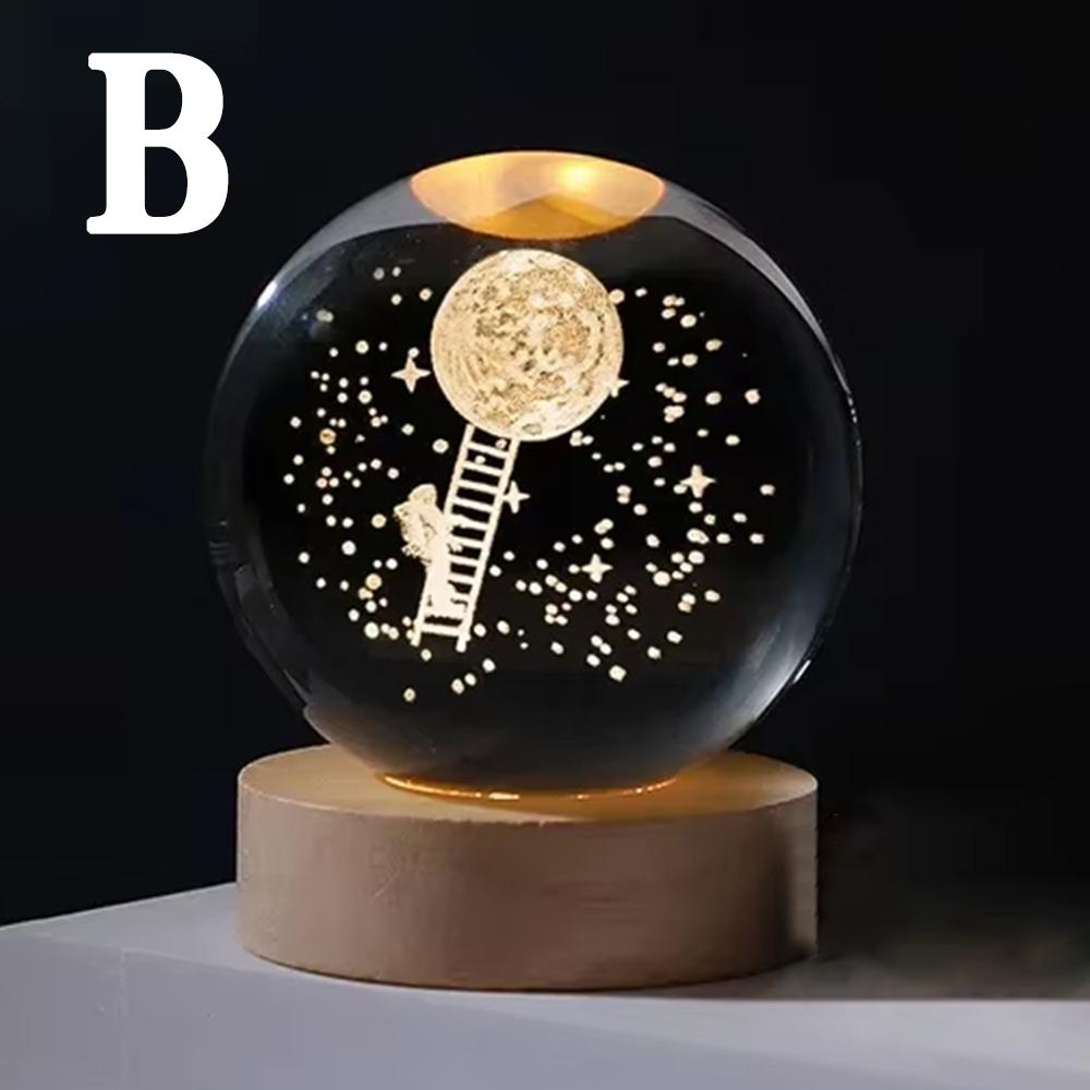 LED Night Light Solar System Galaxy Crystal Ball Table Lamp - Luminous Planet Bedside Lamp, An Ideal Gift For Astronomy Enthusia