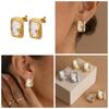 European Luxury Enamel Glaze Square Stud Earrings, 18k Gold-Plated Stainless Steel