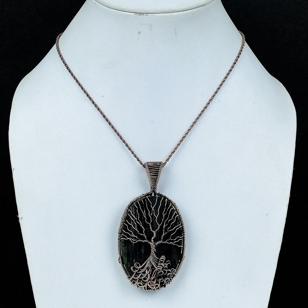 Tree Of Life Black Tourmaline Pendant, 999 Copper Wire Wrap Pendant Gemstone Jewelry, Handmade Pendant Amazing Jewelry, Gift For Her