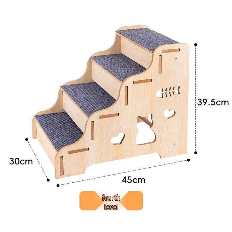 Wooden Non-slip Pet Stairs for Small Dogs - Bed & Sofa Ladder with Auxiliary Slope