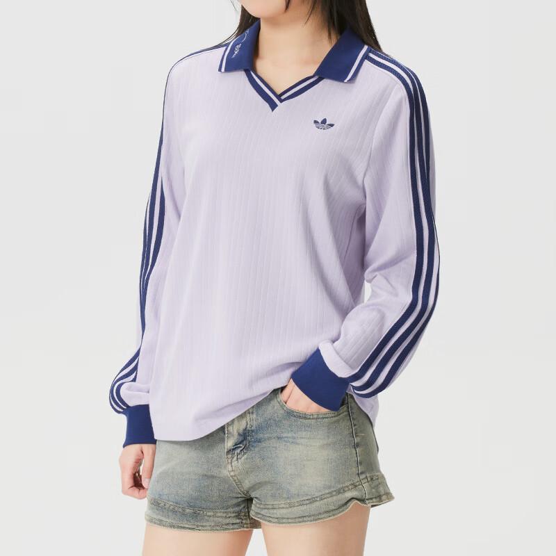 adidas Originals Women's Long Sleeve Polo Shirt Purple KY5733