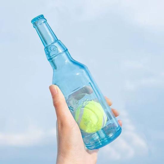 Bottle Dog ??Chew Toy Rubber Bottle with Tennis Ball Squeaky Dog Teeth Cleaning Toy Interactive Floating Toy for Small Medium Dogs Outdoor Pool Play