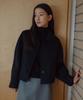 LAMINEZ Handmade Pocket Short Coat - Black