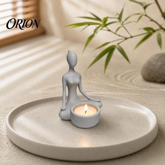 Accessorio Candela Stile Casa Portacandele Figura Seduta Stampato 3D, Supporto Candela Tealight Zen Yoga, Portacandele Minimalista Decorazione per Scrivania Mensola, Regalo Mindfulness per Yogis