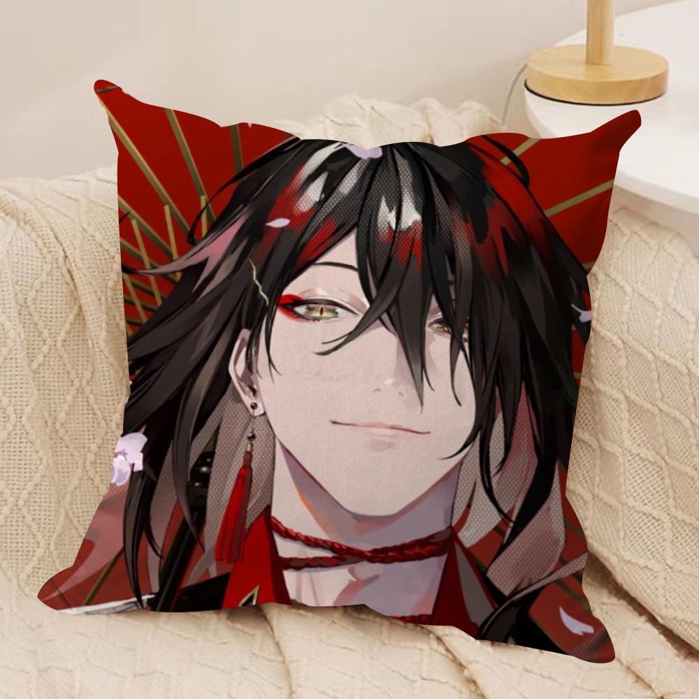 Vtuber V-Vox Akuma Cushion Cover Silky Short Plush Double-Sided Printed Pillow Case For Sofa All Seasons Home Decor Gift