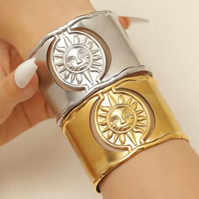 Fashion Gold Plated Design Smooth Sun Stainless Steel Bracelet